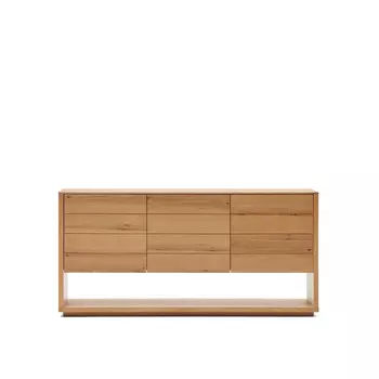 Alguema Сервант с 3 дверцами из дубового шпона с натуральной отделкой 151 x 74 см