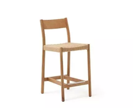 Analy Полубарный стул из массива дуба с натуральной отделкой и сиденьем из веревки 65 см