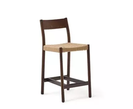 Analy Полубарный стул из массива дуба с отделкой под орех и сиденьем из веревки 65 см