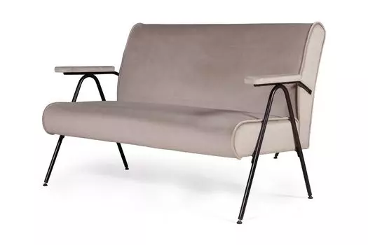 Andy диван двухместный с мягкими подлокотниками, бархат пепельно-бежевый 25