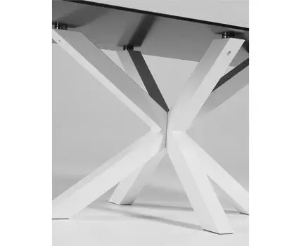 Argo Стол обеденный с белыми ножками из стали и столешницей из черного стекла 200x100