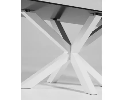 Argo Стол обеденный с белыми ножками из стали и столешницей из черного стекла 180x100