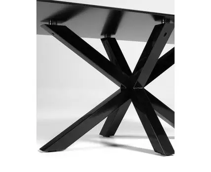 Argo Стол обеденный с черными ножками из стали и столешницей из черного стекла 180x100