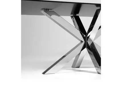 Argo Стол обеденный с ножками из стали и столешницей из черного стекла 200x100