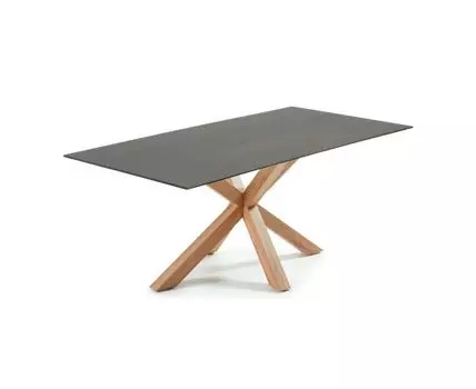 Arya Стол обеденный 160x90 древесный с керамической столешницей Iron Moss