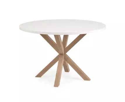 ARYA Стол с белой столешницей с отделкой из меламина на стальных ножках с отделкой под дерево