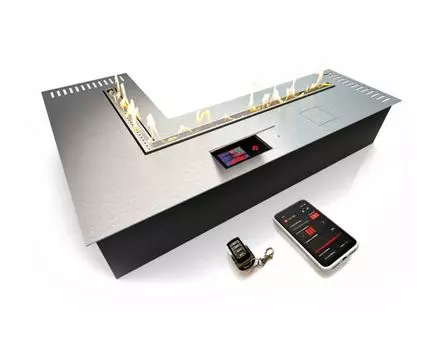 Автоматический биокамин ZeFire М 1000x1400 угловой шлифованный с ДУ (серебристый, 100-140)