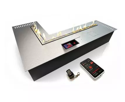 Автоматический биокамин ZeFire М 700x1000 угловой шлифованный с ДУ (серебристый, 70-100)