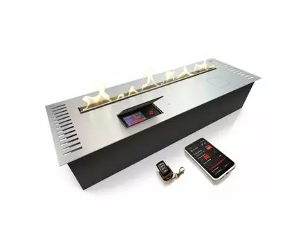 Автоматический биокамин ZeFire М 900 шлифованный с ДУ (серебристый, 90)