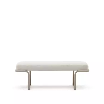 Банкетка Compo из бежевой синели, серые металлические ножки, 130 см