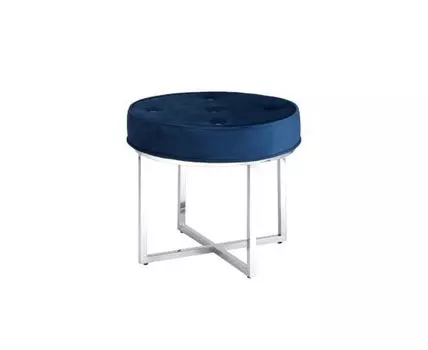 Банкетка САПФИР велюр синий сталь серебро