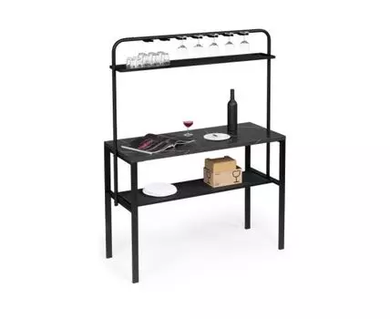 Барный стол Нари 120х50х171 файерстоун / черный матовый