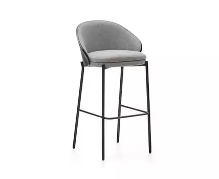 Барный стул Eamy светло-серый из шпона ясеня с черной отделкой