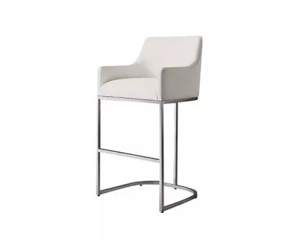 Барный стул EMERY CURVED-BACK TRACK POLISHED 3, кат. ткани 3 (белый, серебристый, 56)