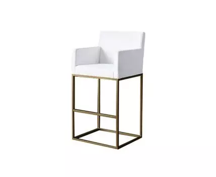 Барный стул EMERY TRACK BURNISHED 2, кат. ткани 2 (белый, золотистый, 53)