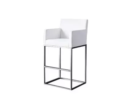 Барный стул EMERY TRACK POLISHED 3, кат. ткани 3 (белый, серебристый, 53)