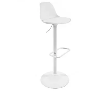 Барный стул Orlando-T из белой синтетической кожи и белой матовой стали 60-82 см