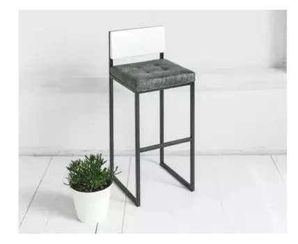 Барный стул Шоколад в натуральной серой коже (37)