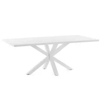 Белый лакированный стол Arya со стальными ножками 200x100