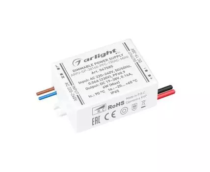 Блок питания ARPJ-SP-38160-PFC-TRIAC-MINI 6W, 19-38V, 160mA