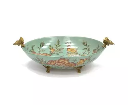 Блюдо овальное с бабочками 41x28x11см
