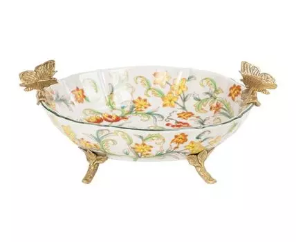 Блюдо с бабочками 25х17х10см