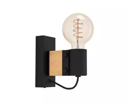 Бра BAILRIGG, 1X40W (E27), H135, сталь, дерево, черный, коричневый, 43903