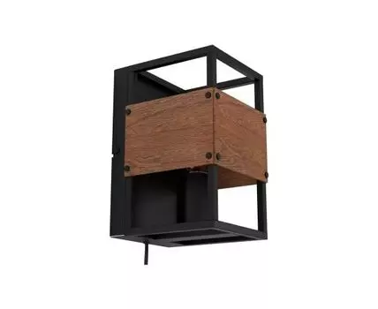Бра EVESHAM, 1Х40W, E27, L140, H240, A170, сталь, дерево, черны, коричневый, 43806