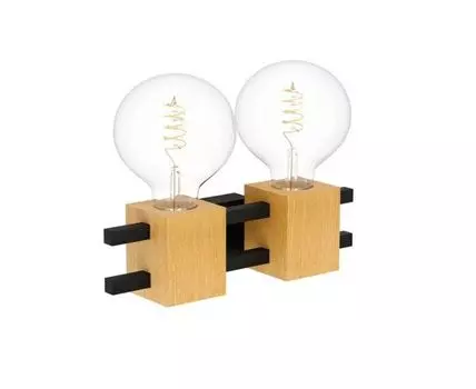 Бра LEVANTARA, 2X40W (E27), сталь, дерево, черный, коричневый, 390192