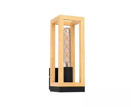 Бра NAFFERTON, 1Х40W, E27, L100, H280, A125, сталь, черный/дерево, 43745