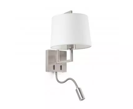 Бра с ридером Frame мат. никель/белый