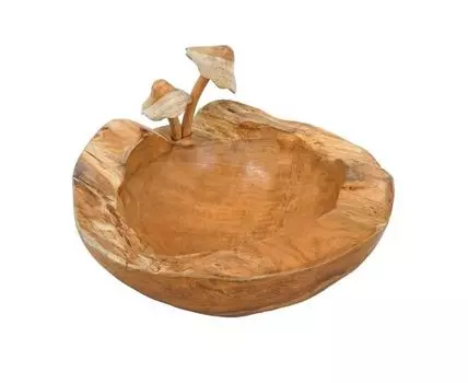 Чаша из тикового дерева с грибами