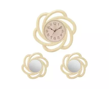 Часы настенные и 2 зеркала (Бежевый)
