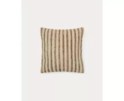 Чехол для подушки Enara из шелка и хлопка в бежево-коричневую полоску 45 x 45 см