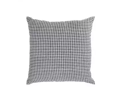 Чехол для подушки Hilaria из 100% льна в черно-белую клетку 45 x 45 см