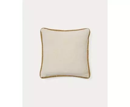 Чехол для подушки из льна и хлопка Ardit бежевого цвета с вышитой окантовкой 45x45