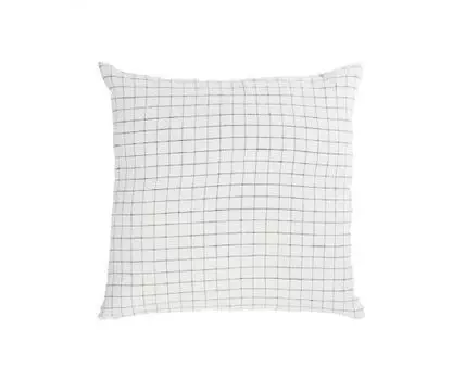 Чехол для подушки Maialen из 100% льна с белыми квадратами и черной сеткой 45 x 45 см