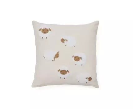 Чехол для подушки Milu из бежевого хлопка с вышивкой с овцами 45 x 45 см