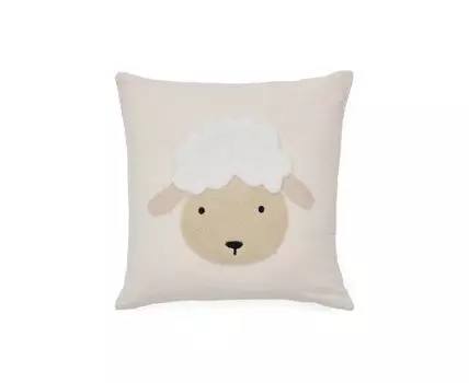 Чехол для подушки Milu из бежевого хлопка с вышивкой в виде овцы 45 x 45 см