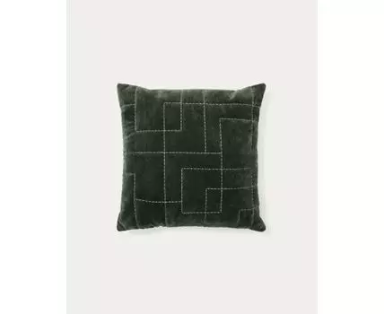 Чехол для подушки Prila из бархатного хлопка зеленого цвета с вышивкой 45 x 45 см