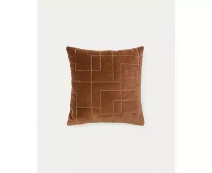 Чехол для подушки Prila из бархатного хлопка терракотового цвета с вышивкой 45 x 45 см