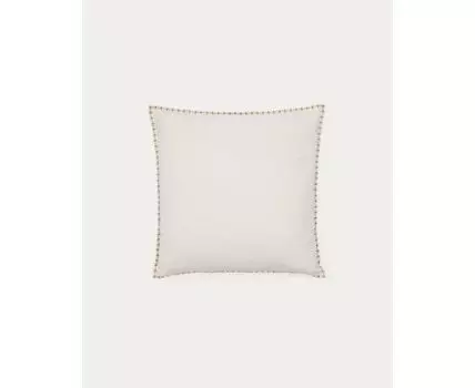 Чехол для подушки Rakira из бежевого хлопка с вышивкой горчичного цвета 45 x 45 см