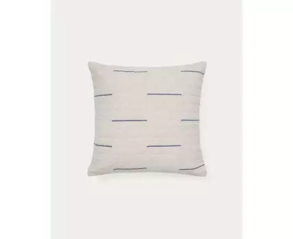 Чехол на подушку Blaina из белого льна с синей вышивкой 45 x 45 см