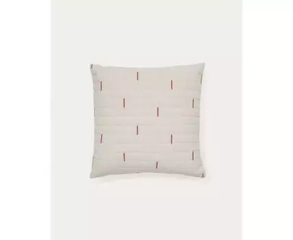 Чехол на подушку Blaina из белого льна с красной вышивкой 45 x 45 см