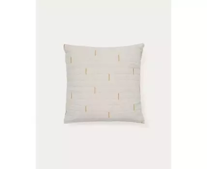 Чехол на подушку Blaina из белого льна с оранжевой вышивкой 45 x 45 см