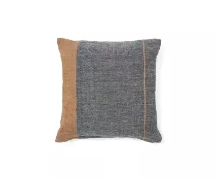 Чехол на подушку Eiko из льна серый с терракотовыми полосками 50 x 50 см