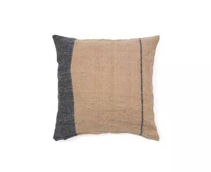 Чехол на подушку Eiko из льна терракотовый с серыми полосками 50 x 50 см