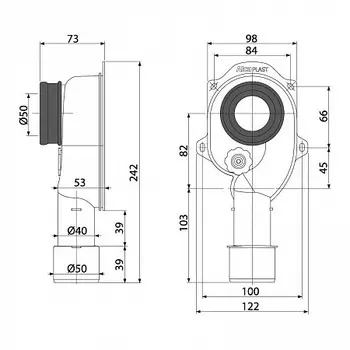 Cифон для писсуара вертикальный, арт. AG210901345 (аналог A45C)