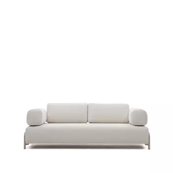 Compo 3-х местный диван из бежевой синели и серого металла 232 см