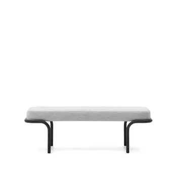 Compo Скамья из серой ткани и черного металла 130 см